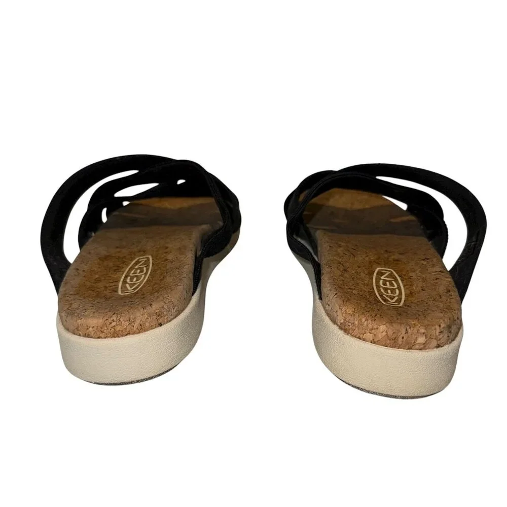 Keen Elle Mixed Slide Sandals Womens 9 Black Birch Leather Summer Spring - Picture 6 of 9
